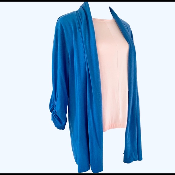 MJ COLLECTION Blue Open Front Cardigan - Picture 3 of 6